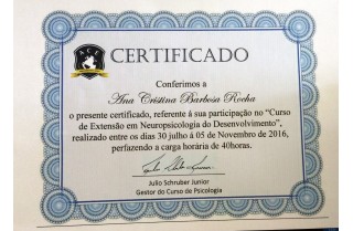 Curso de Extenso em Neuropsicologia do Desenvolvimento